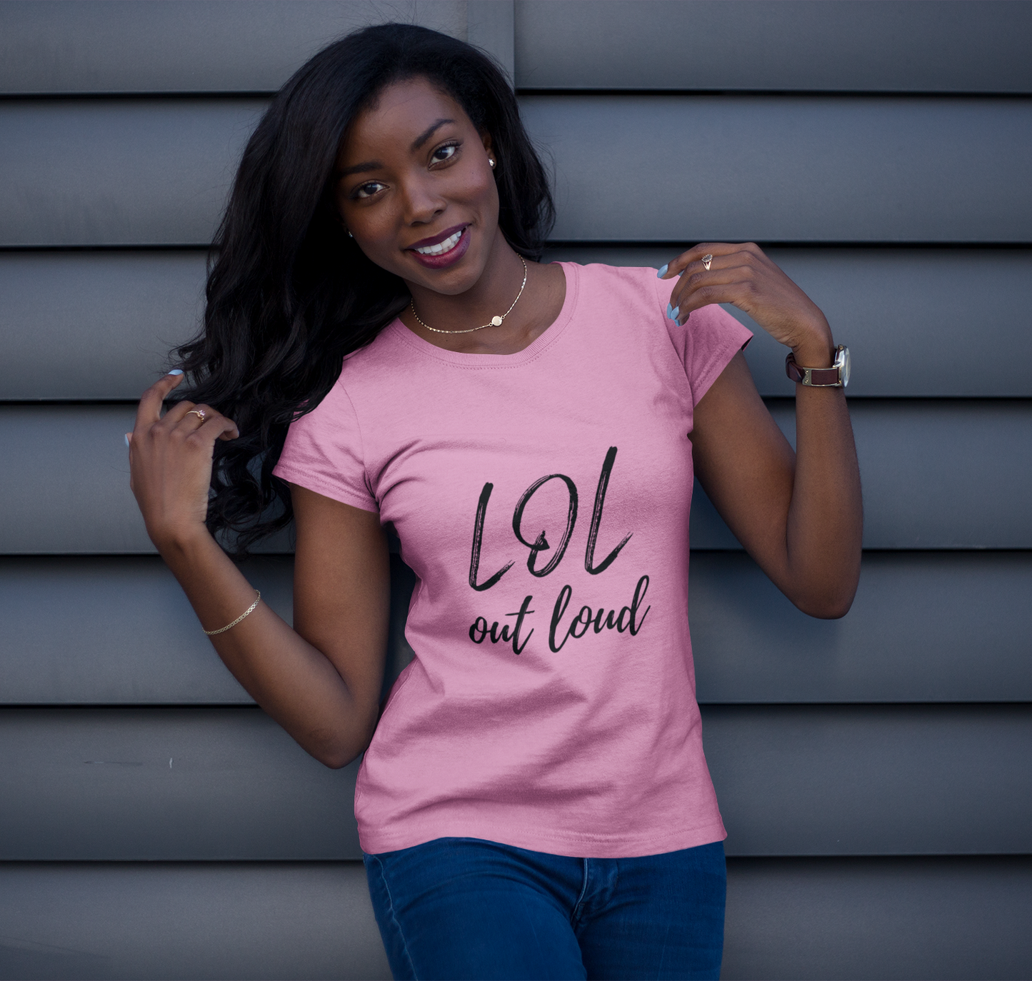 Women's Midweight Cotton Tee - LOL out loud