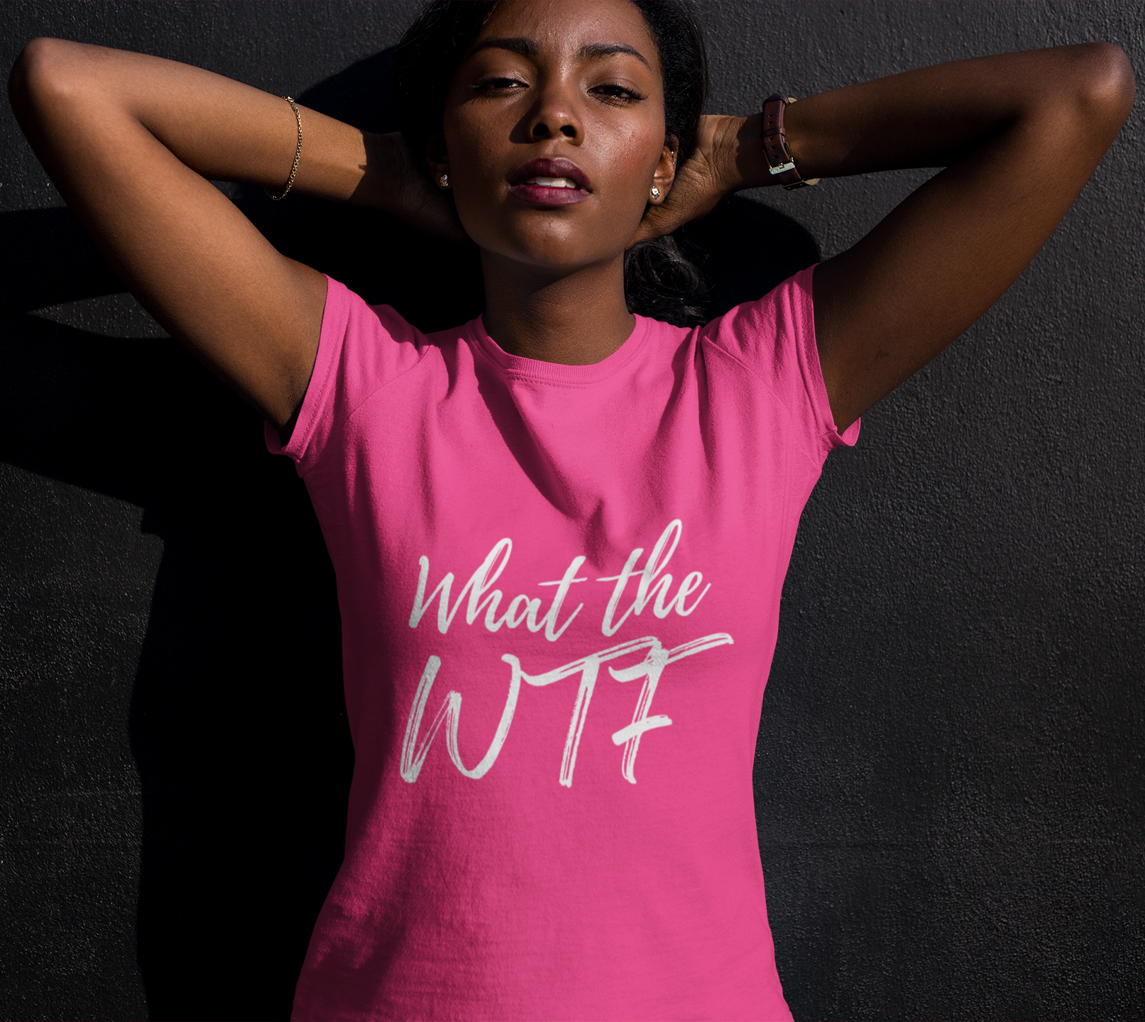 Women's crewneck Heliconia with White Script "What the WTF"